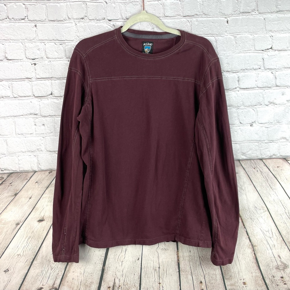 Kuhl Blast Organic Cotton Size Small Burgundy Stretch Long Sleeve Shirt